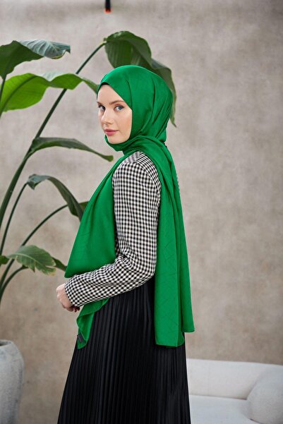 İpekhan Σάλι Line Leola με μοτίβο μεταξένιο ζακάρ πράσινο 9009-04