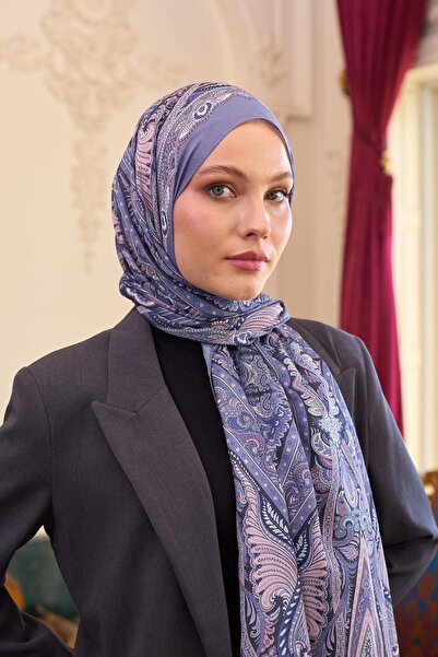İpekhan Lilac Voile Silk Patterned Shawl - 9804-10