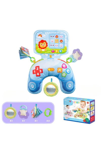 Picodino Baby Activity Pillow with Toys and Sounds, Blue