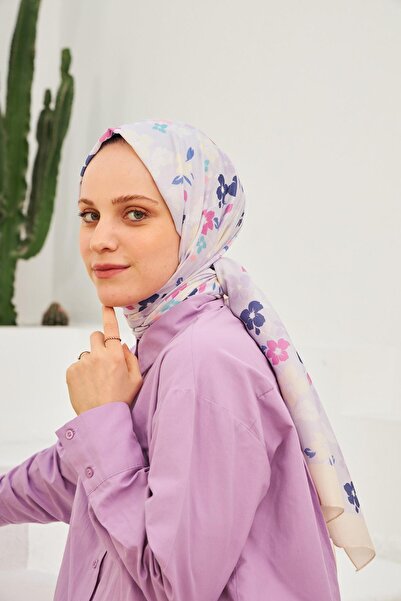 İpekhan Βαμβακερό σάλι με σχέδιο Amelia Violet 3025-14