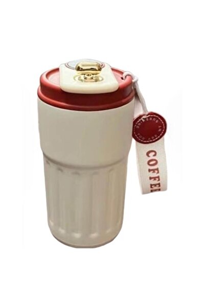 OEM Thermal Mug, Stainless Steel, Temperature Display, 450ml, Cream/Red