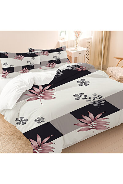 Else Dekor Комплект спално бельо от памучен сатен с геометричен флорален мотив, 200x220 см