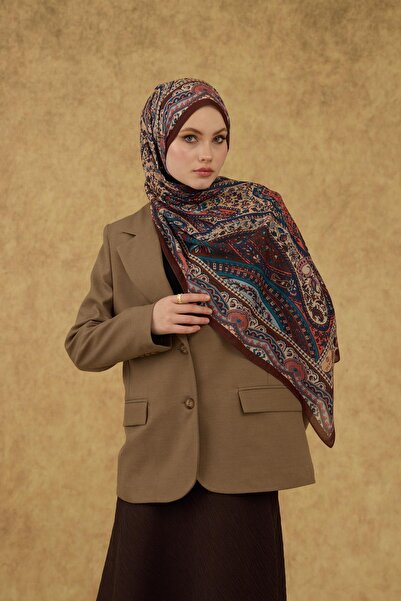 İpekhan Soft Shawl Brown Blue 3053-05