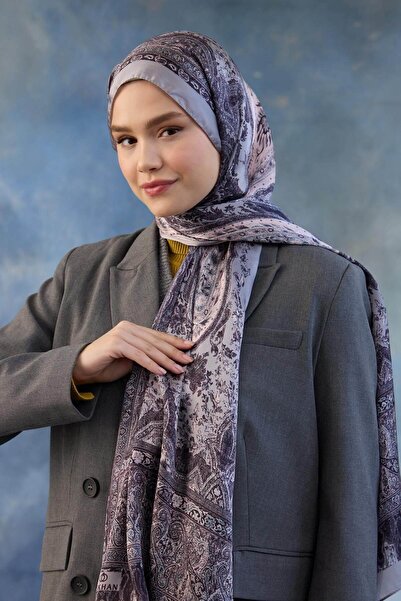 İpekhan Γκρι ινδικό σάλι βουάλ - 5002-03