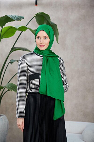 İpekhan Σάλι Line Leola με μοτίβο μεταξένιο ζακάρ πράσινο 9009-04