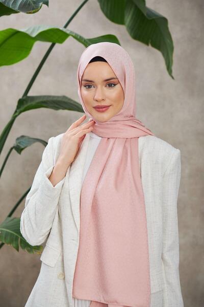 İpekhan Alesa Pattern Silky Jacquard Shawl Powder 9003-22