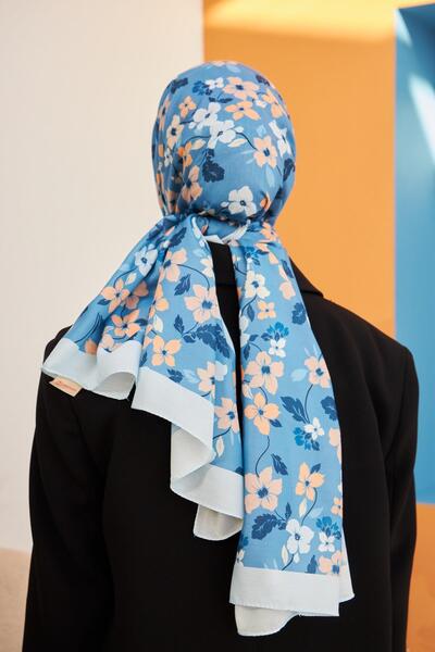 İpekhan Βαμβακερό σάλι με σχέδιο Amelia Indigo 3025-11