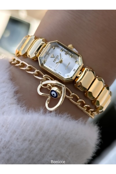 Fiesta Vintage Model, Yellow Color Steel Cord, Vip Women's Wristwatch with Bracelet Gift