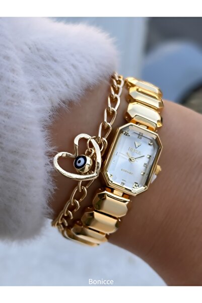 Fiesta Vintage Model, Yellow Color Steel Cord, Vip Women's Wristwatch with Bracelet Gift