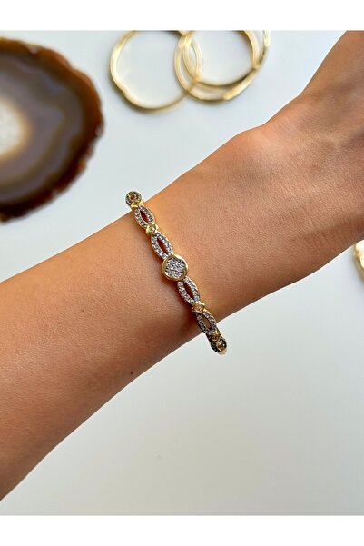 YOUES JEWELRY 316L Çelik VIP SERİ 14K Altın Renk Minimal Taşlı Kelepçe Bilezi...