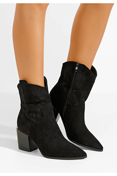 B T Shoes Γυναικεία Μποτάκια Cowboy Annita Μαύρα