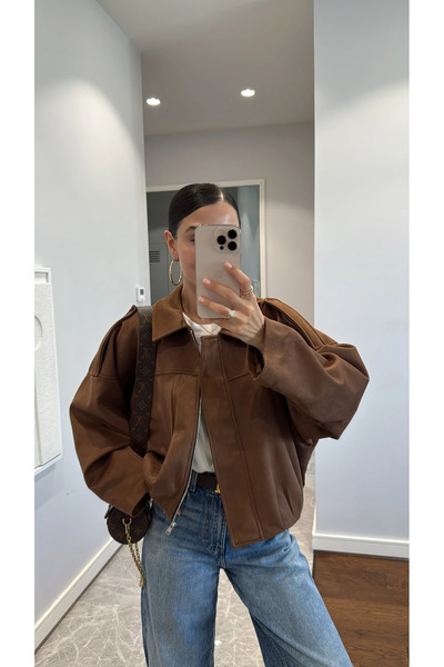 Lux Vestimenta Oversıze Kadın Süet Ceket Trend Bomber Süet Ceket