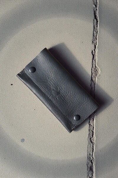 MAT Deri Siyah Tütün Kesesi Cüzdan Tütün Çantası Hakiki Deri Tütünlük 17 x 8.5 cm