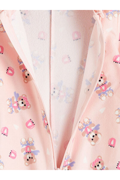 LC Waikiki Kapüşonlu Desenli Polar Kız Çocuk Uyku Tulumu