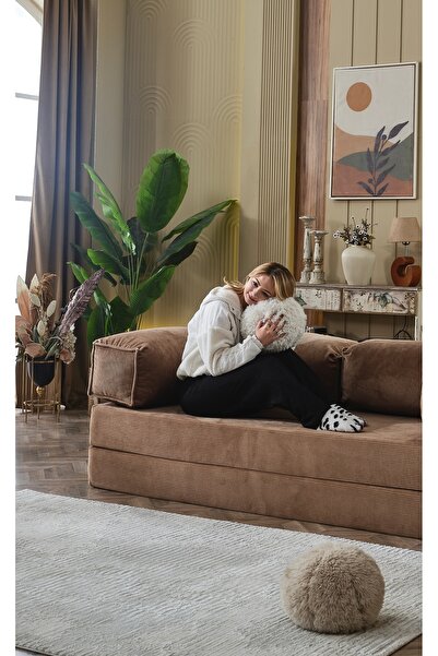Huga Mobilya Petite 80x160 Kanepe Oyun, Tv, Sinema Koltuğu- Yatak Olabilen Fitilli Kadife Yıkanır Silinir