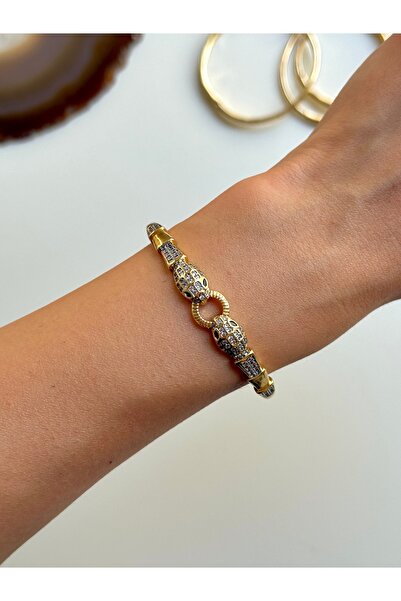 YOUES JEWELRY 316L Çelik VIP SERİ 14K Altın Renk Minimal Taşlı Kelepçe Bilezi...