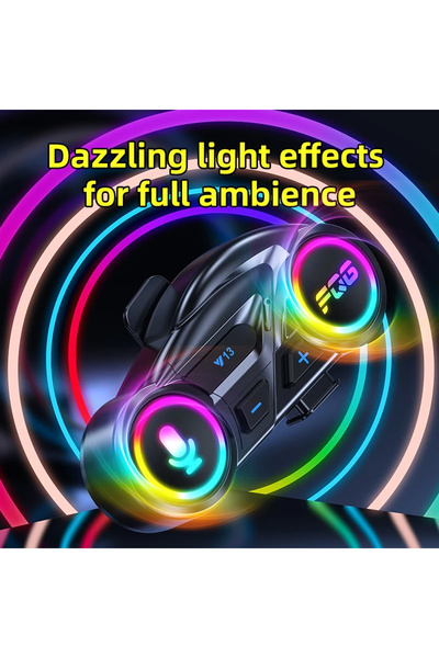 Dynego Motosiklet Kask Kulaklığı BT6.0 FM Radyo 1000mAh Su Geçirmez Işıklı Müzik Çalar ve Hoparlör