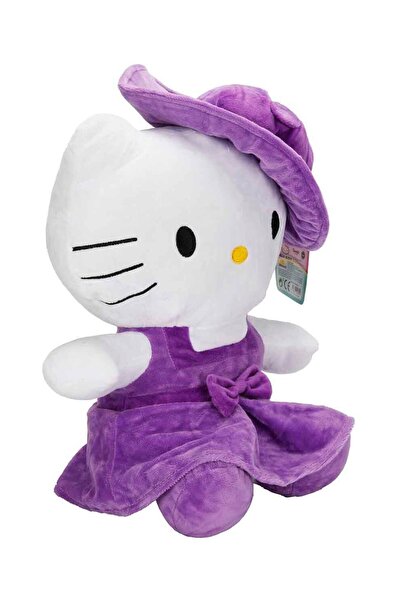 Sunman Özel Tasarım: Lisanslı Mor Hello Kitty Şapkalı Peluş 36cm.