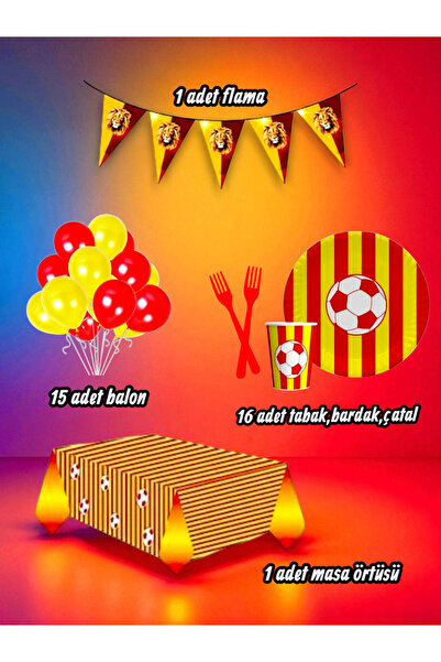 partylady مجموعة صغيرة ذات طابع أصفر وأحمر تتسع لـ 16 شخصًا - لحفلات أعياد ال...