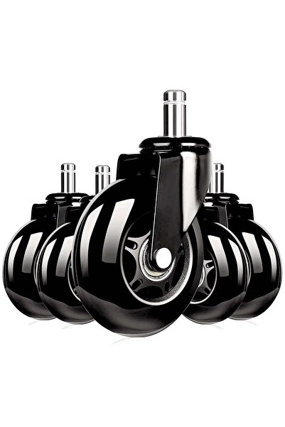 DexXer Σετ 5 τροχών σιλικόνης, διαμέτρου 75mm, στελέχους 11mm, για καρέκλες γ...