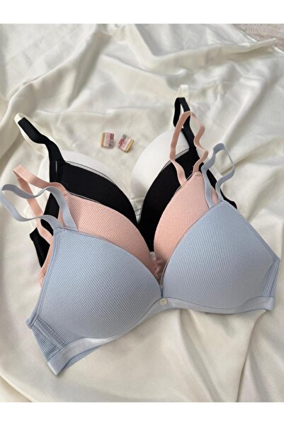 İNKO İÇ GİYİM Cotton Unpadded Unpadded 4-Piece Gathering Bra