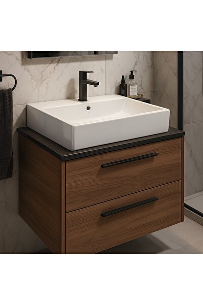 Turavit Vega Dikdörtgen Beyaz Delikli Lavabo 50x42 Cm VG0050