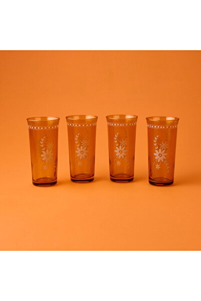 teknotrust Colorful Set of 4 Soft Drink Glasses, Amber, 290 Ml, Stylish and Durable Design