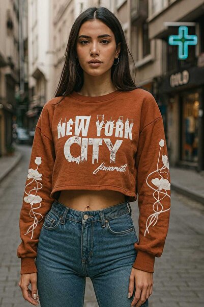 UNIQUE DESIGN Ню Йорк Печатна дамска къса блуза