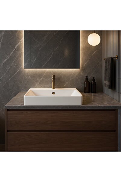 Turavit Vega Dikdörtgen Beyaz Delikli Lavabo 50x42 Cm VG0050