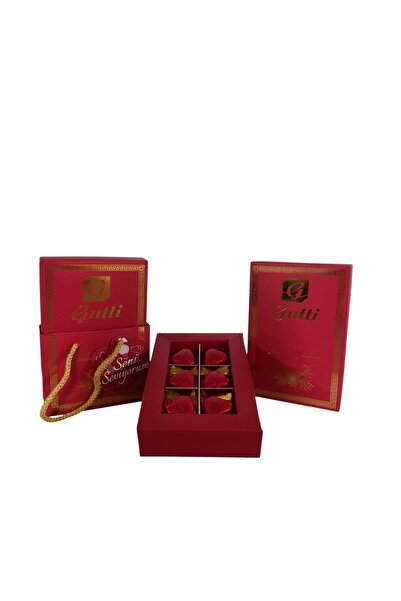 GUTTİ ÇİKOLATA Gutti Kalp Şeklinde Kırmızı Özel Çikolata Kutusu 90 gr – Hediy...