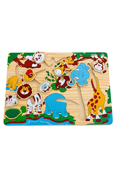 SAMTOYS لغز متاهة الحيوانات الخشبية
