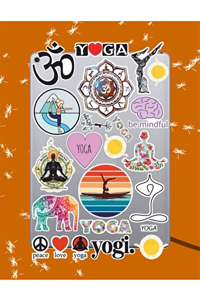 Hediyeni Al مجموعة ملصقات يوجا سيري 1 |   ملصق للكمبيوتر المحمول والدفتر والتابلت والهاتف ودفتر الملاحظات ومجلة البوليت