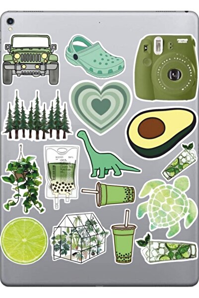 Hediyeni Al مجموعة ملصقات بتصميم أخضر |   ملصق للكمبيوتر المحمول والدفتر والتابلت والهاتف ودفتر الملاحظات ومجلة البوليت