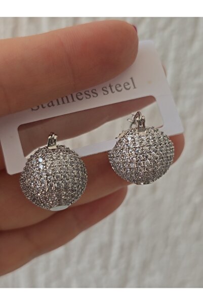 AURA Zirkon taşlı çelik top küpe