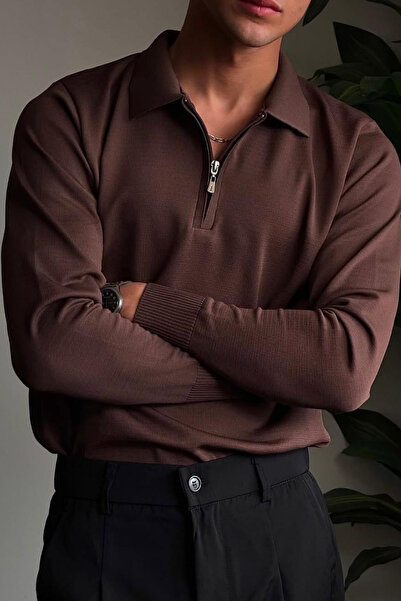 thesunfyre Men's Slim-Fit Polo Collar Half-Zip Premium Knitwear Sweater