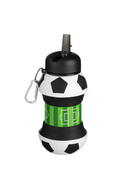 OEM Collapsible Water Bottle with Football Ball Pattern and Keychain 550ml