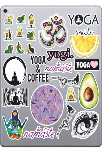 Hediyeni Al مجموعة ملصقات يوجا سيري 3 |   ملصق للكمبيوتر المحمول والدفتر والتابلت والهاتف ودفتر الملاحظات ومجلة البوليت