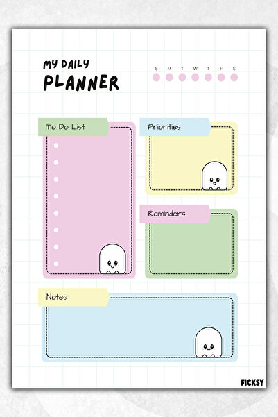 Ficksy مخطط يومي - مقاس A4 للقيام به - 30 ورقة - مخطط يومي