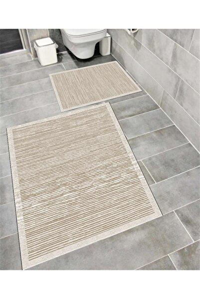 Home Su emici Kaymaz tabanlı 2li banyo paspas takımı sünger dolgulu yumuşak d...