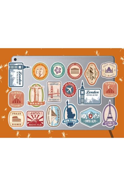 Hediyeni Al مجموعة ملصقات مدن العالم |   ملصق للكمبيوتر المحمول والدفتر والتابلت والهاتف ودفتر الملاحظات ومجلة البوليت