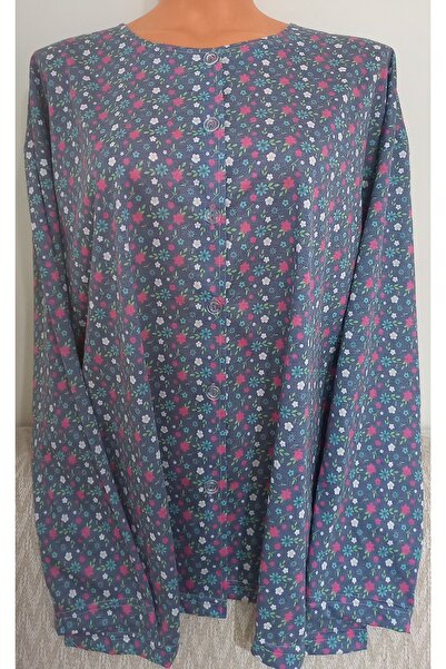 Anne Er Clothing Paper Print Combed Cotton Blouse Front Buttoned Long Sleeve Patterned