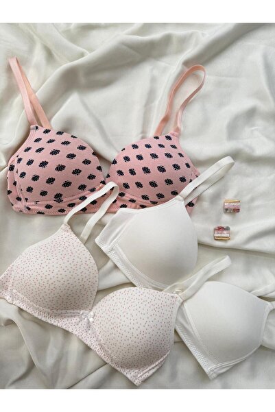 İNKO İÇ GİYİM Бавовняний трикотажний бюстгальтер без кісточок і наповнювача, 3 штуки в комплекті