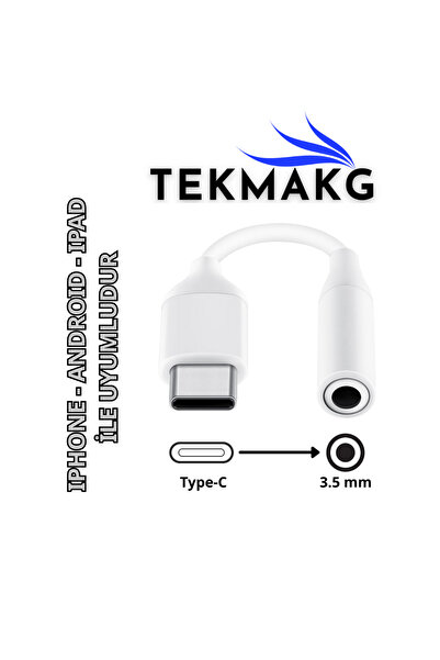 TEKMAKG USB-C 3.5mm Kulaklık Adaptörü | Android, iPhone 15, iPad Uyumlu