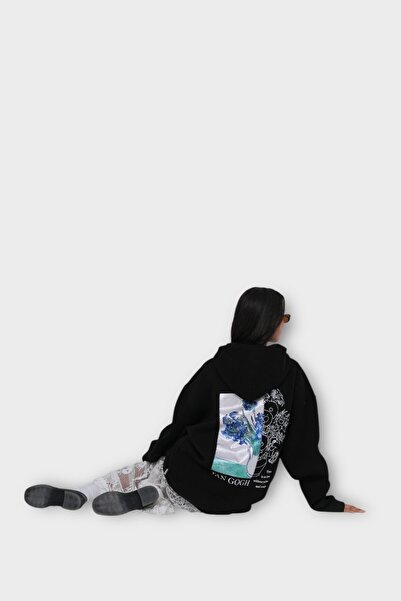 SAW Urbanity Bite of Beauty - Van Gogh Oversize Hoodie - Siyah