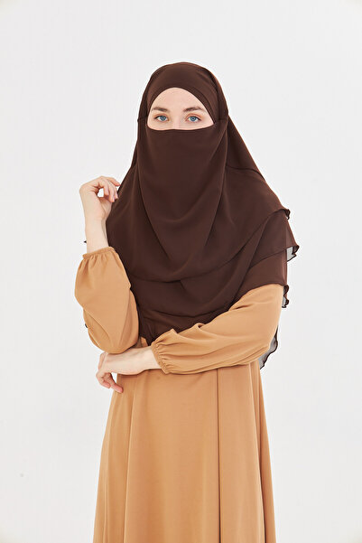 Modestia Women's Chiffon Layered Hijab Shawl – Tie-On Niqab Model