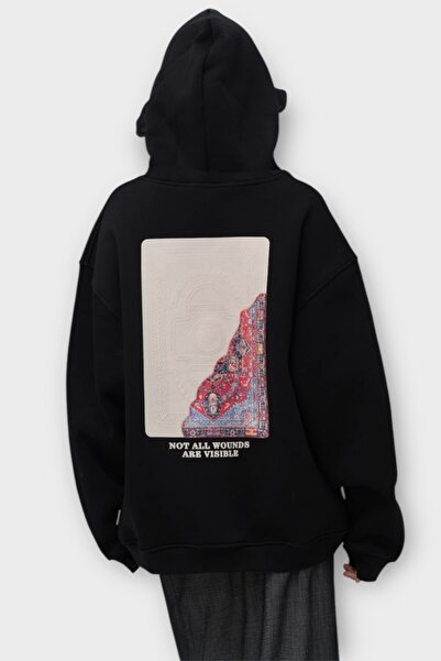 Saw Urbanity NOT ALL WOUNDS ARE VISIBLE Oversize Hoodie - %100 Pamuk - Siyah