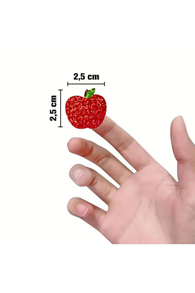 hdcw 500 ADET 2,5 cm ELMA TASARIMLI IŞILTILI YAPIŞKANLI RULO STICKER ETİKET HEDİYE PAKETLEME