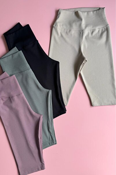 VicTroy Form Rise 4-Pack |   High Waist Slimming Camisole Cream, Dusty Rose, Black and Green Short Leggings