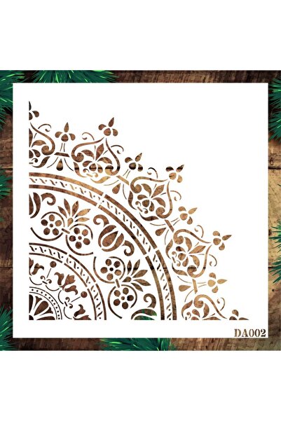 STENCİLTASARIM Stencil Tasarım Da002 Damask Duvar Ahşap Cam Boyama Deseni
