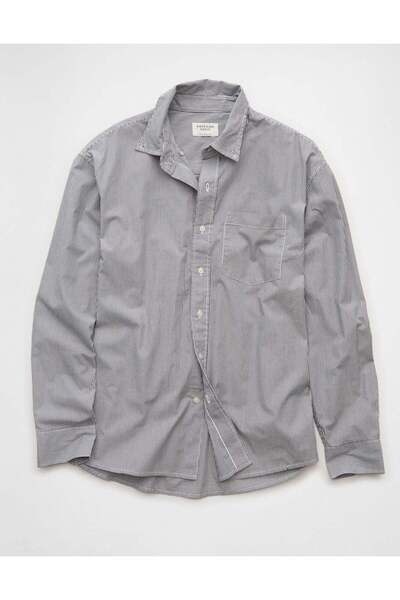 AMERICAN EAGLE AE Everyday Poplin Striped Button-Up Shirt